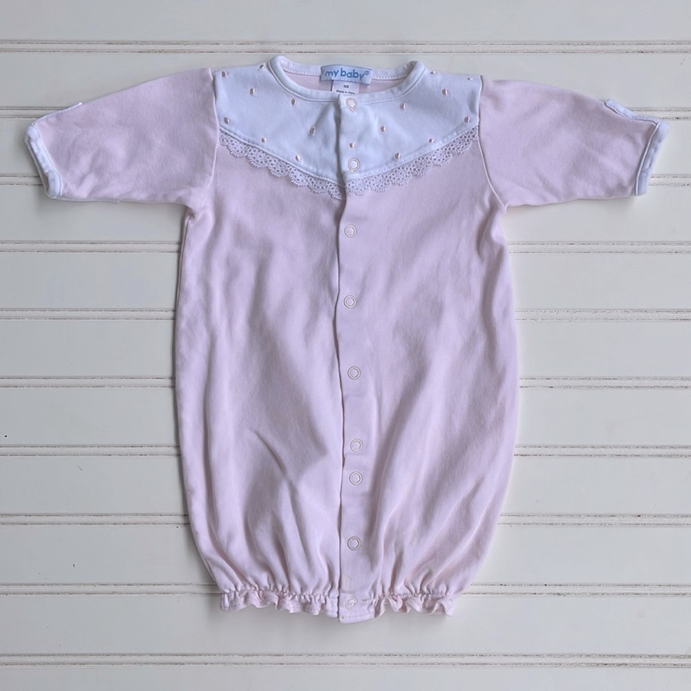 MY BABY EUC Girls 100% Pima Cotton Embroidered Lace Night Gown